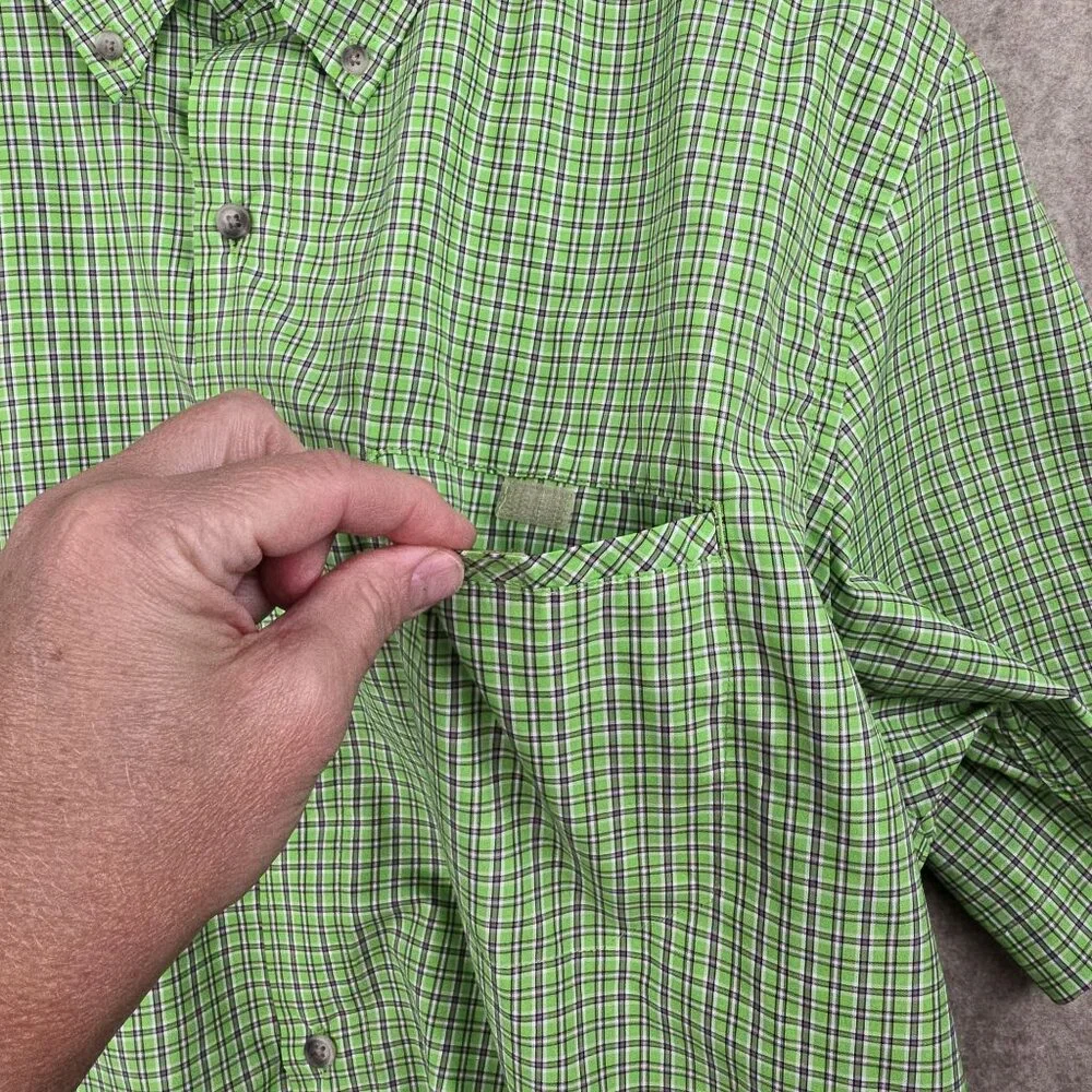 Chaps Mens Green Plaid Short Sleeve Button-Down Shirt XL Polyester - Picture 3 of 9